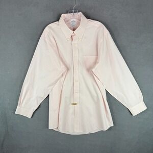 Brooks Brothers Dress Shirt Mens 17 - 33 Button Down Regent Pink Supima Non-Iron